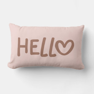 Mocha Whimsical Heart Typografie Hallo Lendenkissen