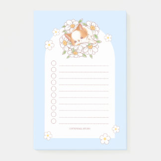 Mochi auf einem Blumenbett Frühjahrs-Notizblock Post-it Klebezettel