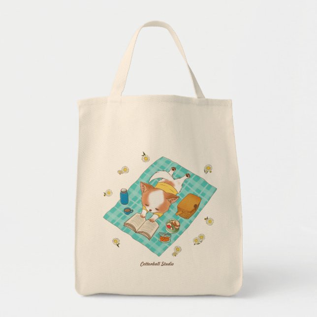 Mochi auf einer Niedlichen Kawaii-Tasche Tragetasche (Vorne)