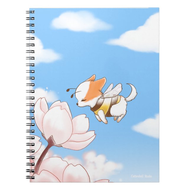 Mochi Bee Bumble Bee Doggy Puppy and Sakura Notizblock (Vorderseite)