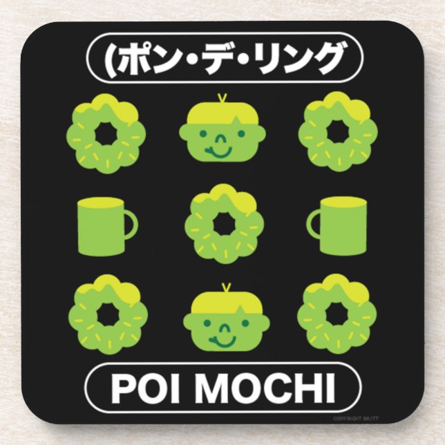 Mochi Donuts Poi Mochi und Kaffee Getränkeuntersetzer (Vorderseite)
