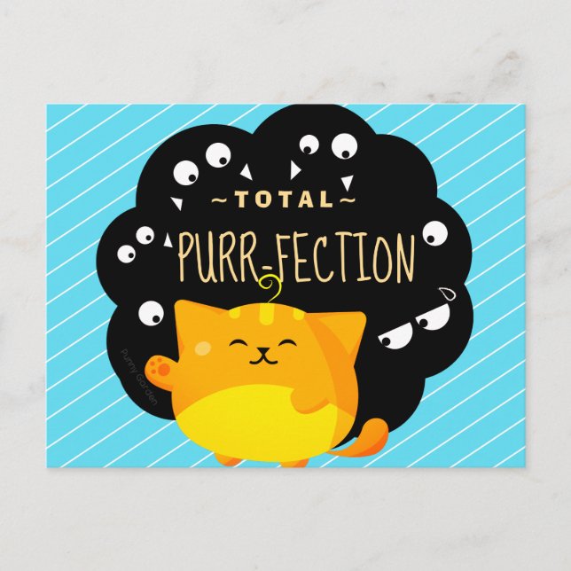 Mochi Halloween - Niedlich Orange Cat Purr-Fection Postkarte (Vorderseite)