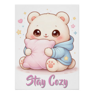 Mochi Kuschel-Bär Süßer Kawaii-Stil Kissen-Umarmer Poster