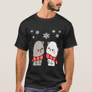 Mochi Peach Cat Goma Winter Liebe Valentines Lover T-Shirt