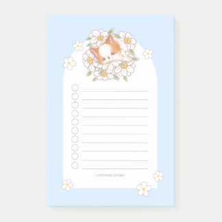 Mochi-Welpe schlafend auf Blumen süß Kawaii Post-it Klebezettel