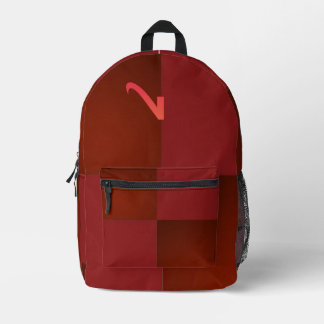 Mochila bicolor rojo de diferentes tonalidades  bedruckter rucksack