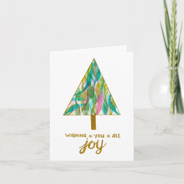 Möchten Sie alle Joy Watercolor Weihnachtsbaumkart Karte (Vorderseite)