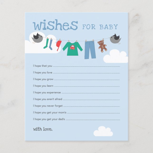 Möchten Sie Baby Shower Clothesline-Ratgeber Karte (Vorderseite)