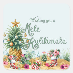 Möchten Sie eine Mele Kalikimaka-Karte Quadratischer Aufkleber