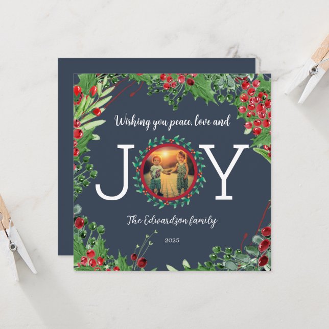 Möchten Sie Peace Liebe Joy Foto Weihnachtskarte (Vorderseite/Rückseite Beispiel)