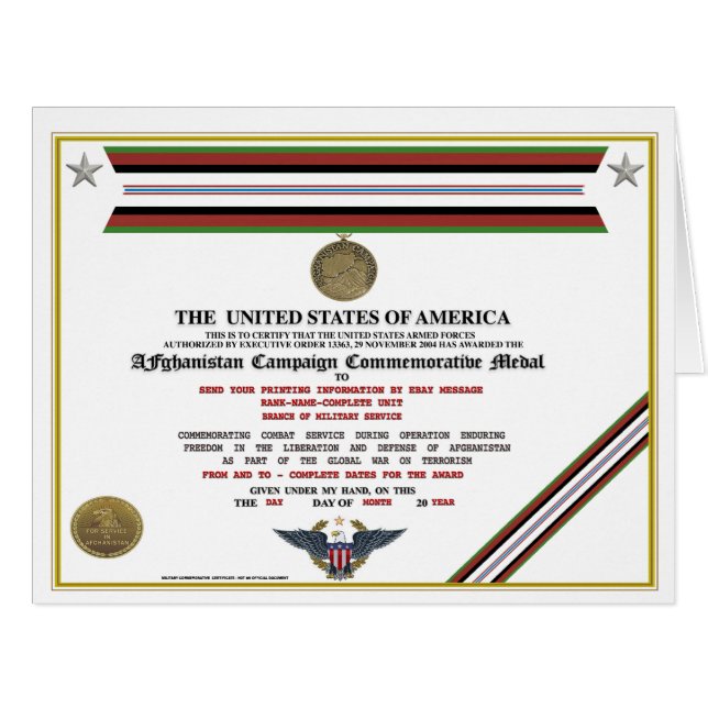 Mock Military/Army/Navy/Certificates DIGITAL (Devant horizontal)