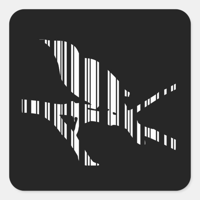 MOCKINGBIRD BAR CODE Bird Barcode Design Quadratischer Aufkleber (Vorderseite)