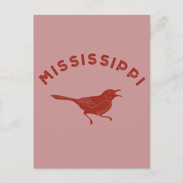 Mockingbird Mississippi Staat Bird Maroon Postkarte (Vorderseite)