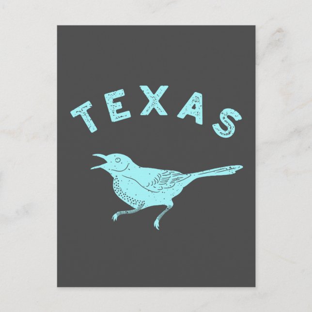 Mockingbird Texas Staat Bird Aqua Blue und Grau Postkarte (Vorderseite)