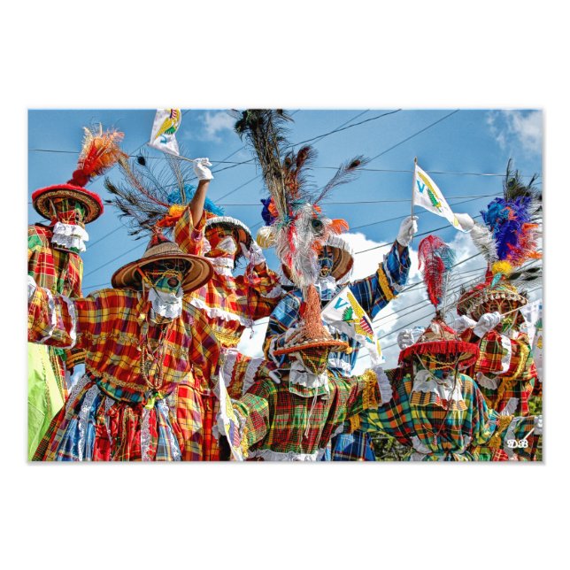 Mocko Jumbies Waving Jungfrau Islands Flags Fotodruck (Vorne)