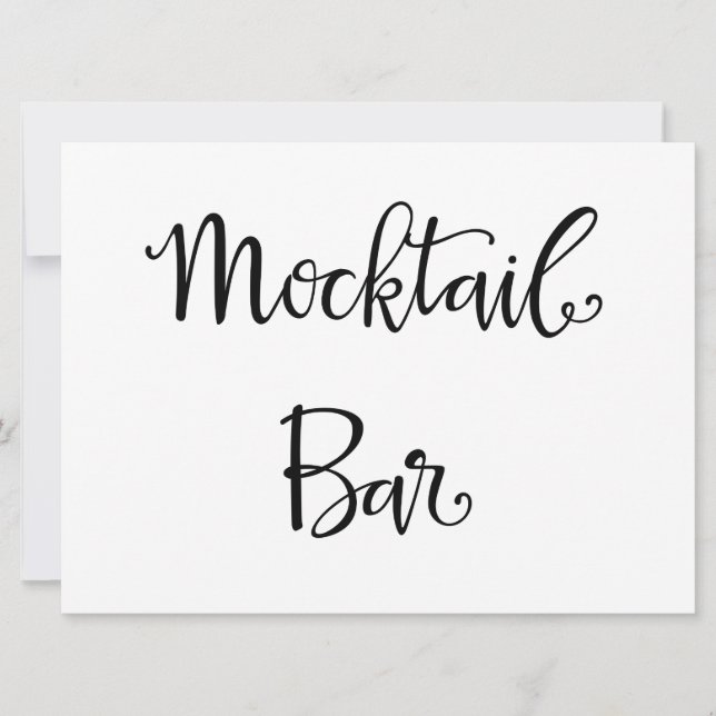 Mocktail Bar Simple Calligraphy Wedding Sign (Vorderseite)