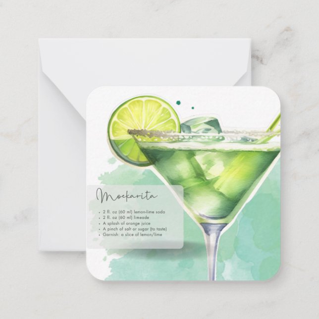 Mocktail Jungfrau Margarita & S. Temple Gastgesche Mitteilungskarte (Rückseite)