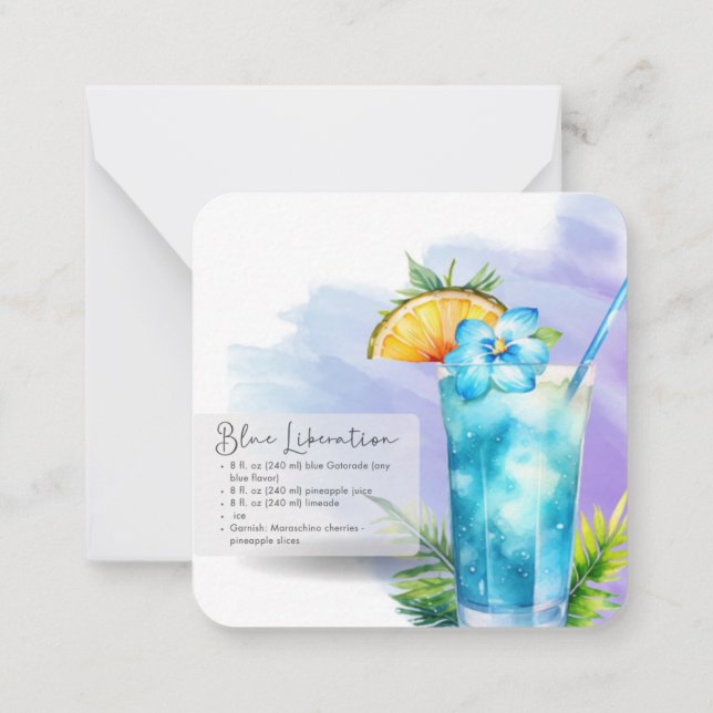 Mocktail Recipe Jungfrau Blue Lagoon Gastgeschenk Mitteilungskarte (Rückseite)
