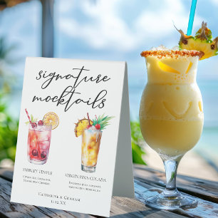 Mocktails Menü Shirley Temple Piña Colada Tischaufsteller