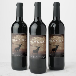 Mockup Black Elk Forest Custom Wine Labels Weinetikett