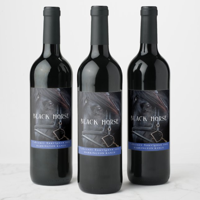 Mockup Black Horse Western Custom Wine Labels Weinetikett (Flaschen)