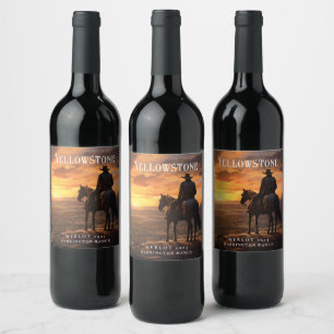 Mockup Cowboy, Pferd, Sunset Custom Wine Labels Weinetikett