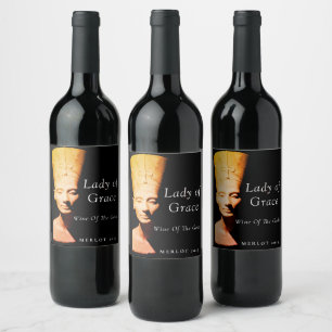 Mockup Égypte ancienne Nefertiti Étiquettes de vin