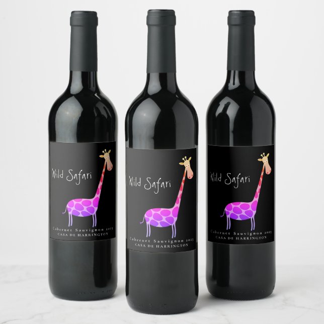 Mockup Giraffe Wild Safari Custom Wine Labels Weinetikett (Flaschen)