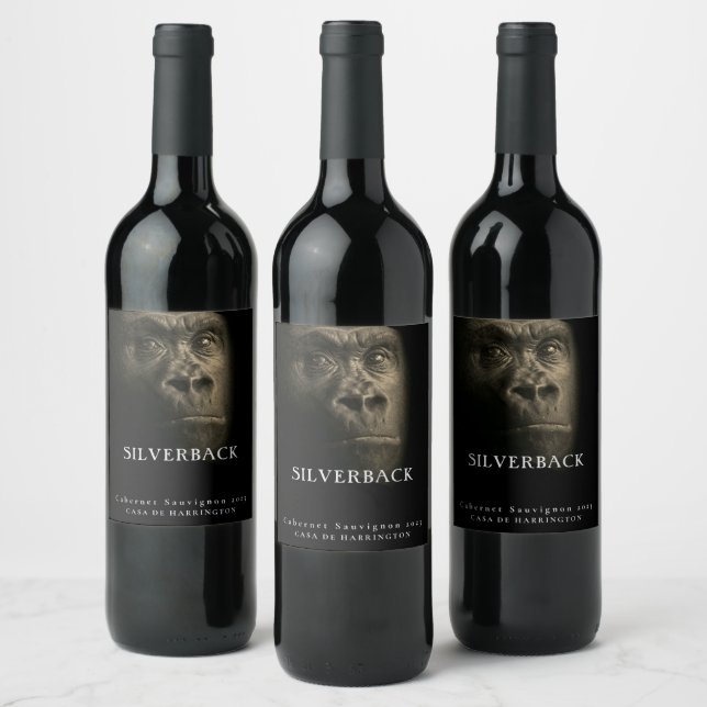 Mockup Gold Gorilla Silverback Étiquettes de vin p (Bouteilles)
