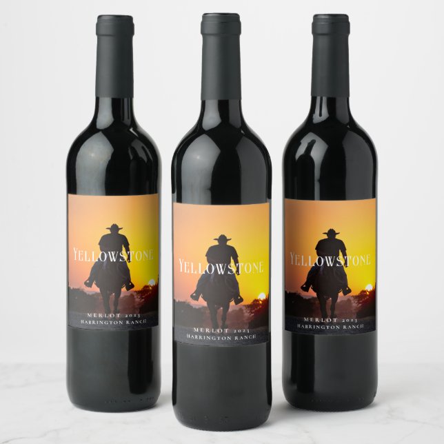 Mockup Old Western Cowboy Custom Wine Labels Weinetikett (Flaschen)