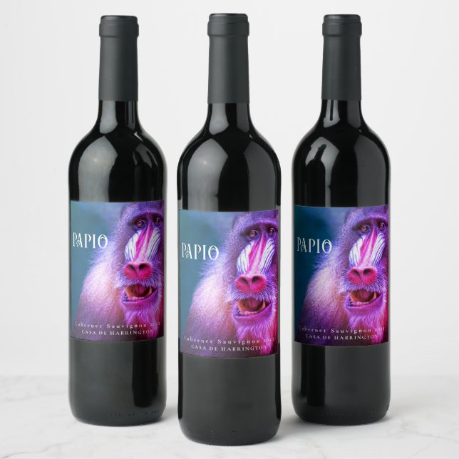 Mockup Papio (Baboon) Personnalisé Étiquettes de v (Bouteilles)