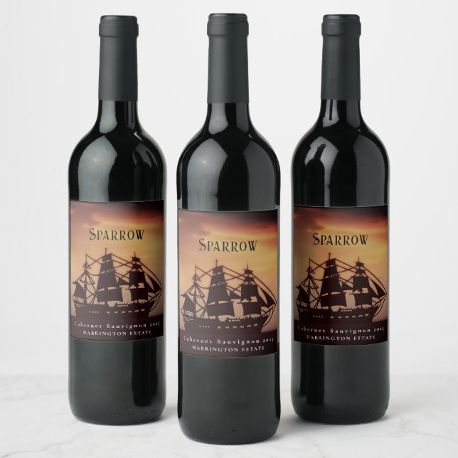 Mockup Pirate Ship Custom Wine Labels Weinetikett (Flaschen)