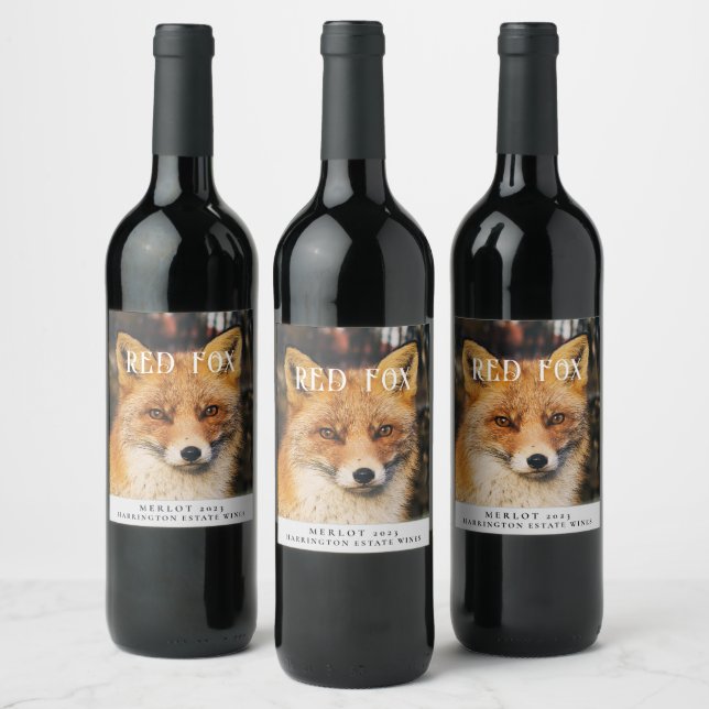 Mockup Red Fox Custom Wine Labels Weinetikett (Flaschen)