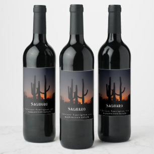 Mockup Saguaro Cactus Étiquettes de vin personnali