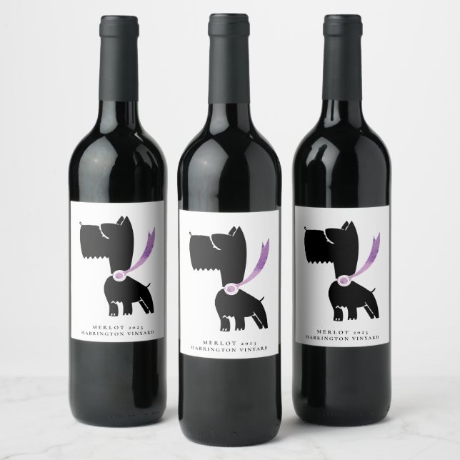 Mockup Scotty Hund Lover Custom Wine Labels Weinetikett (Flaschen)