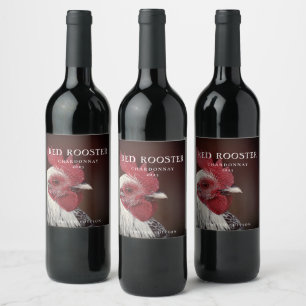 Mockup Simple Red Rooster Custom Wine Labels Weinetikett