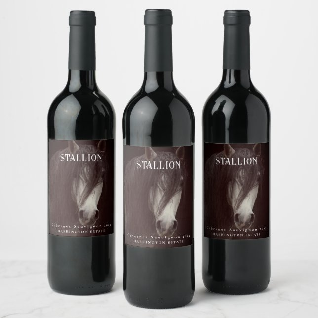 Mockup Stallion Pferde Custom Wine Labels Weinetikett (Flaschen)