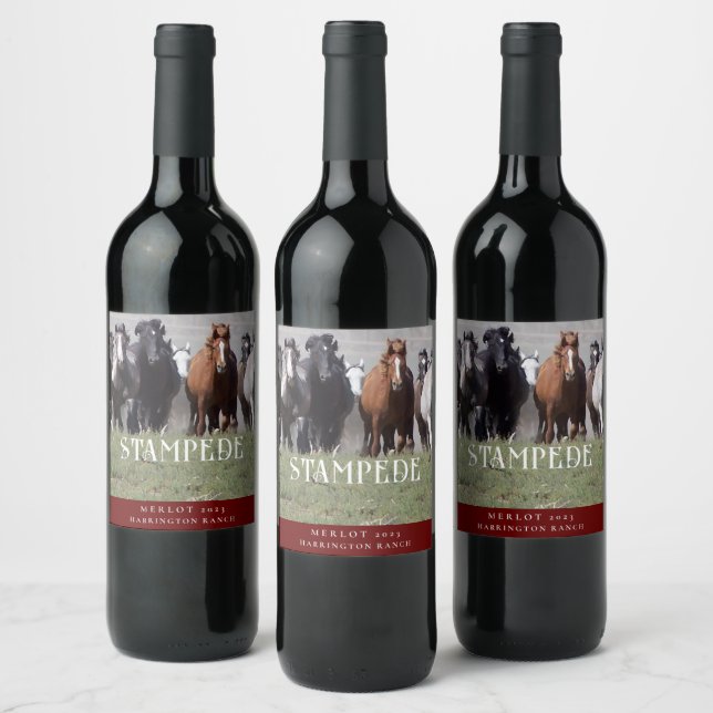 Mockup Vintag Stampede Western Custom Wine Labels Weinetikett (Flaschen)