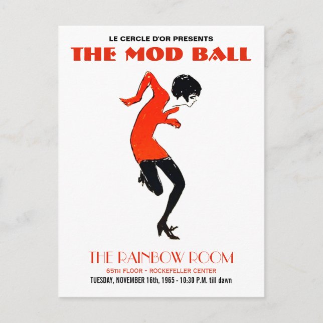 Mod 1960er Dance Party Vintag Einladung Postkarte (Vorderseite)