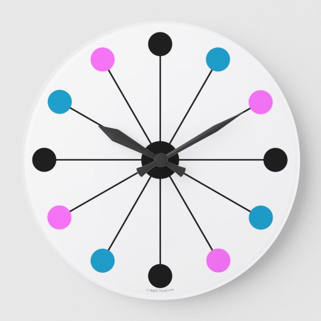 Mod 1960s Retro Wall Clock Große Wanduhr (Vorderseite)