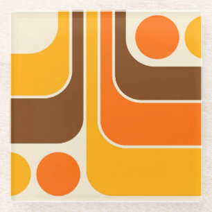 Mod 1970er Jahre Retro-Stil geometrisches Design Glasuntersetzer