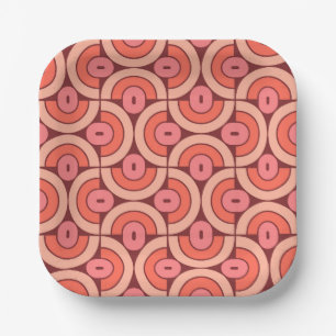 Mod 1970er Jahre Retro-Stil geometrisches Design Pappteller