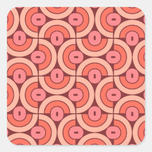 Mod 1970er Jahre Retro-Stil geometrisches Design Quadratischer Aufkleber