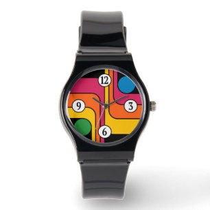 Mod 1970er Retro-Stil Geometrisches Design Armbanduhr