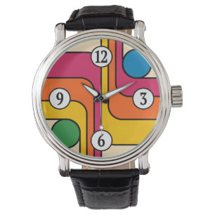 Mod 1970er Retro-Stil Geometrisches Design Armbanduhr