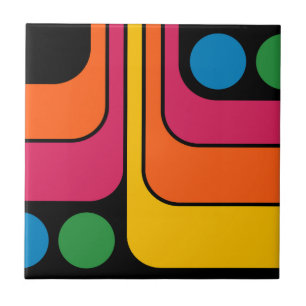 Mod 1970er Retro-Stil Geometrisches Design Fliese