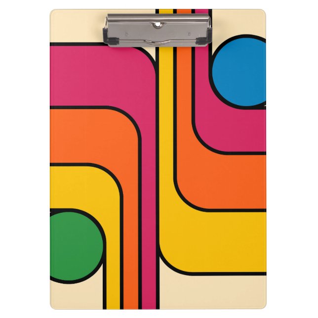 Mod 1970er Retro-Stil Geometrisches Design Klemmbrett (Vorderseite)