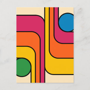 Mod 1970er Retro-Stil Geometrisches Design Postkarte