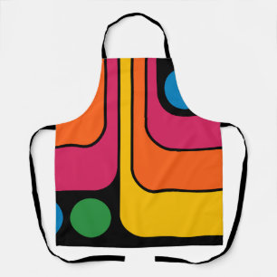 Mod 1970er Retro-Stil Geometrisches Design Schürze