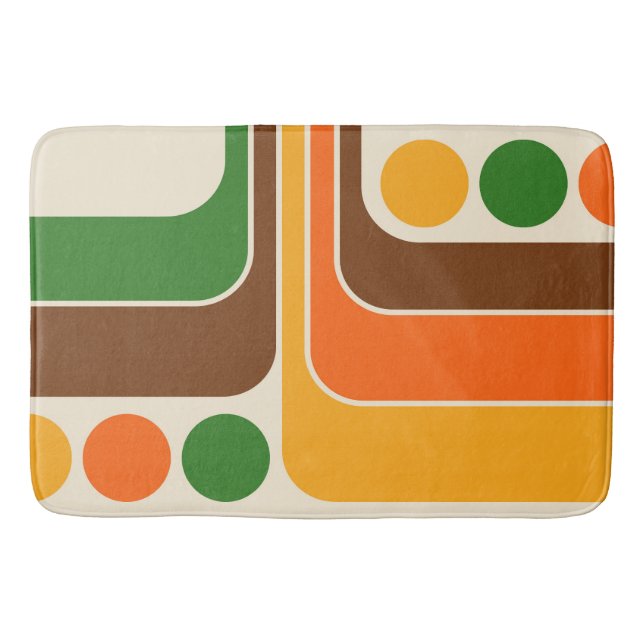 Mod 1970s Retro Style Geometric Design Badematte (Vorderseite)